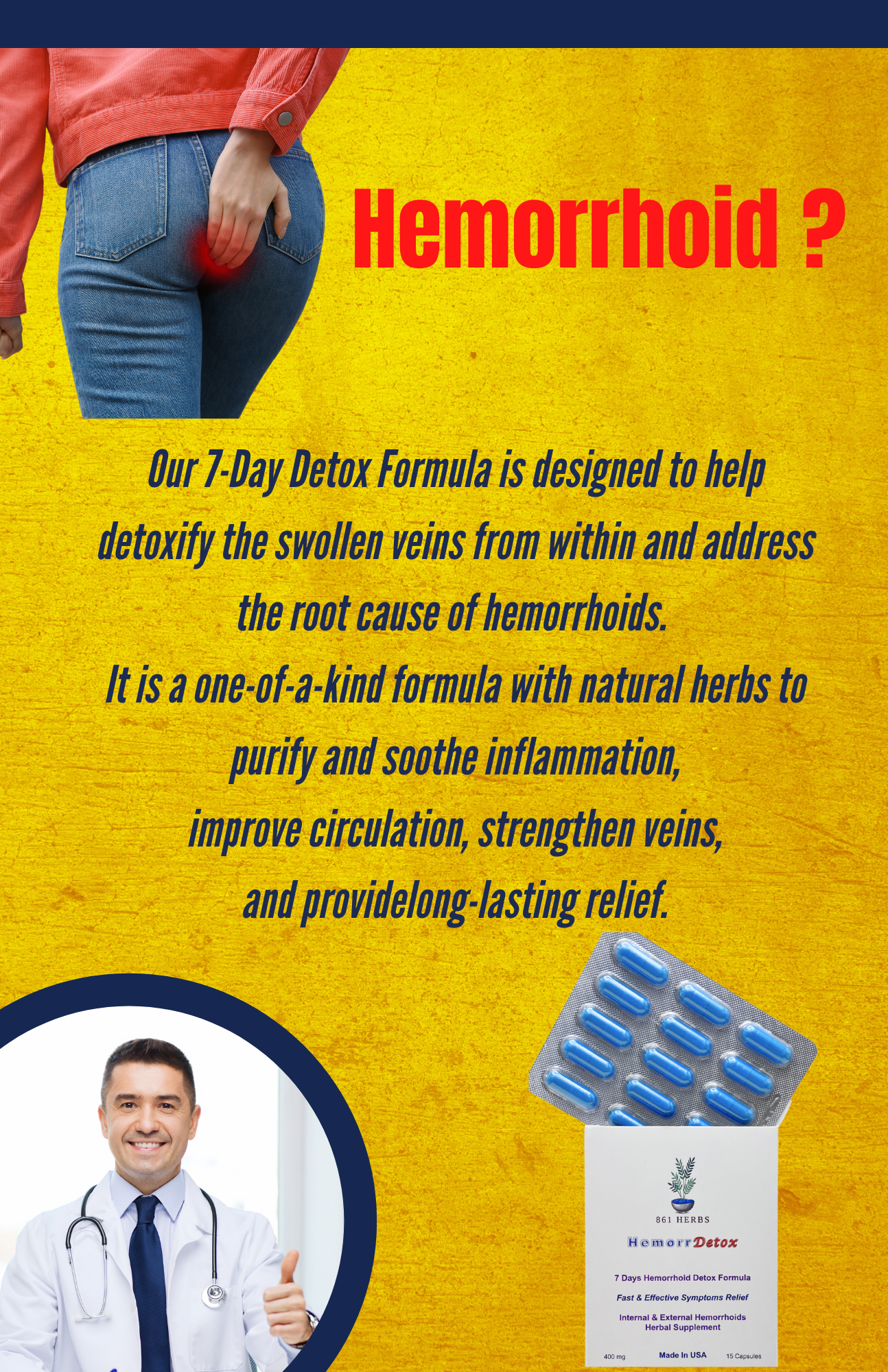 Hemorrdetox - Your 7-Day Herbal Detox Formula Remedy for Lasting Hemorrhoid Relief, Works to address the root causes of hemorrhoids