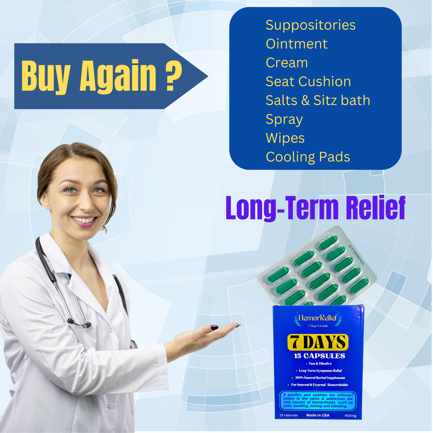 HemorRelief, 7 Days Herbal Remedy Formula, Fast & Long-Lasting Relief