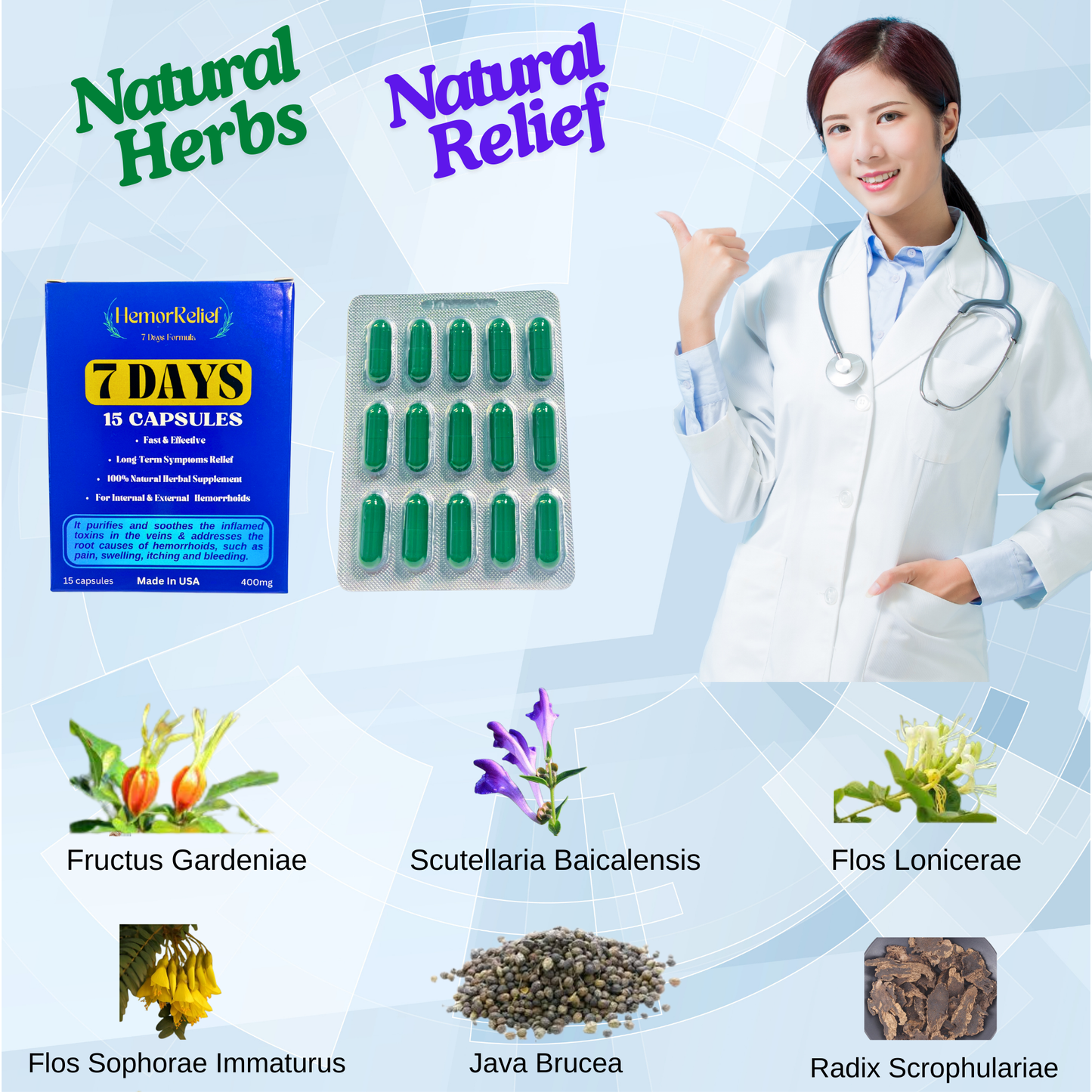 HemorRelief, 7 Days Herbal Remedy Formula, Fast & Long-Lasting Relief