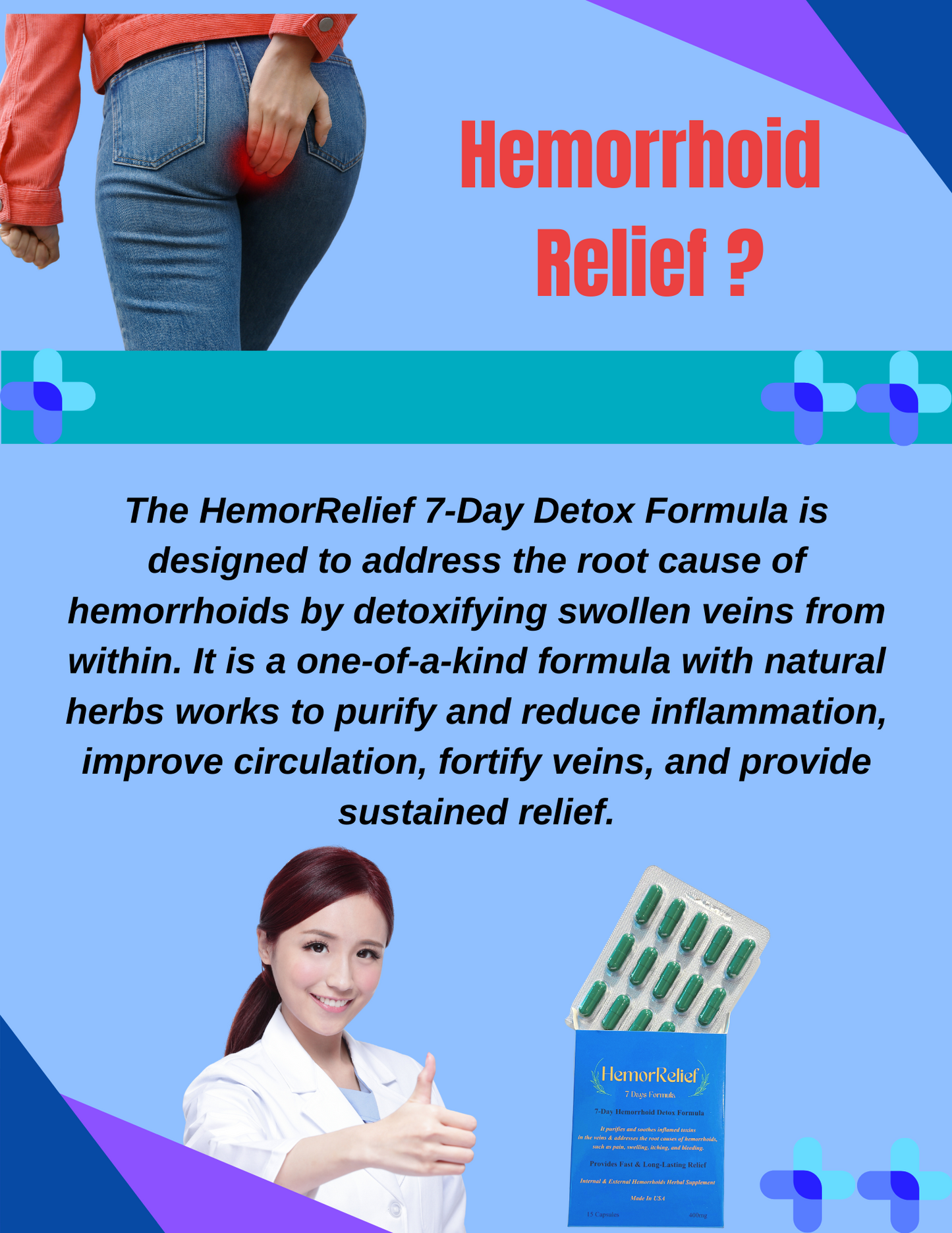 HemorRelief, 7 Days Herbal Remedy Formula, Fast & Long-Lasting Relief